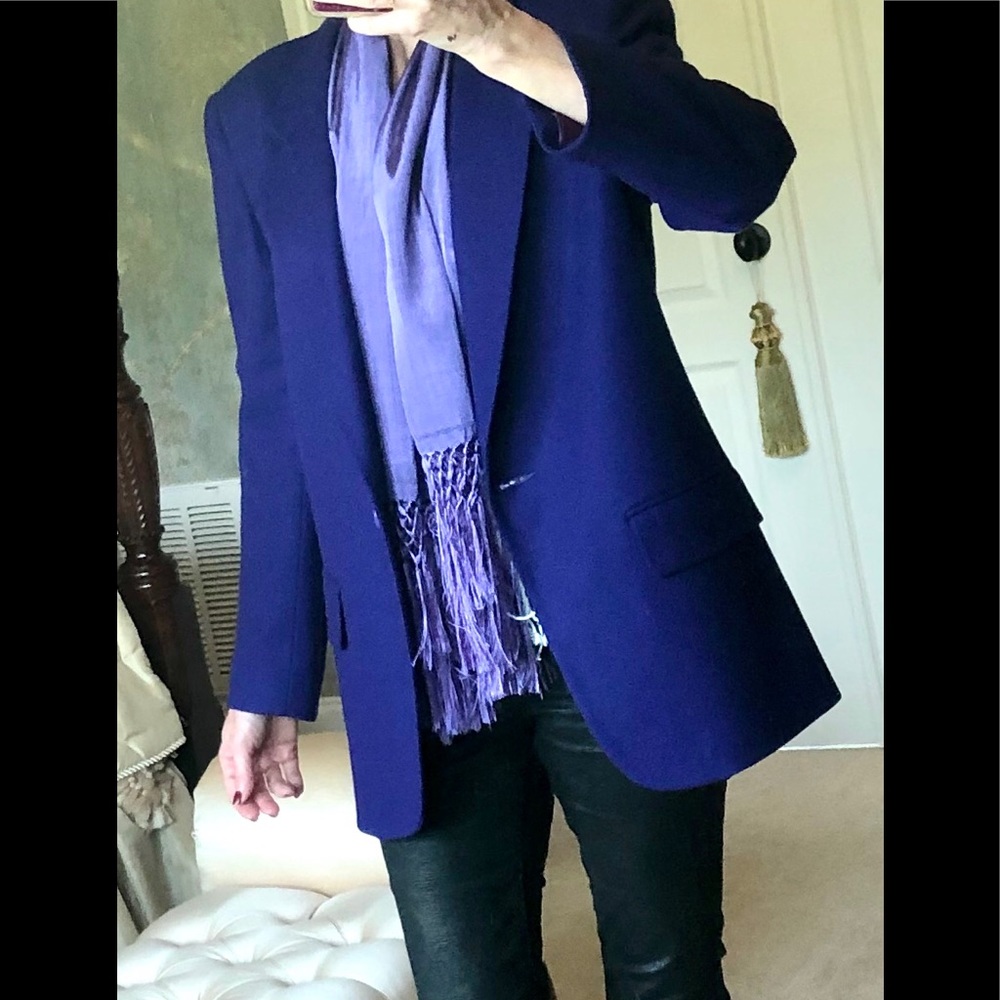 Boston Proper 90s purple lightweight WORSTED wool lined boyfriend Blazer. Size 8